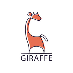 Cute Giraffe Colorful Line Art Style Icon Logo Design