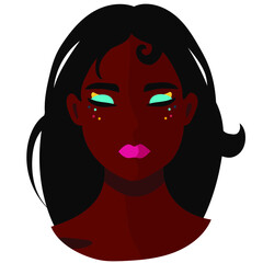 Portrait of a woman. Diversity. Vector flat illustration. Avatar for a social network. Vector flat illustration