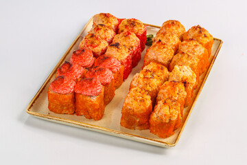 Baked japanese traditional sushi roll