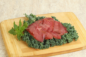 Sliced dried duck breast magret
