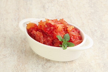 Hungary vegetarian Lecho with vegetables