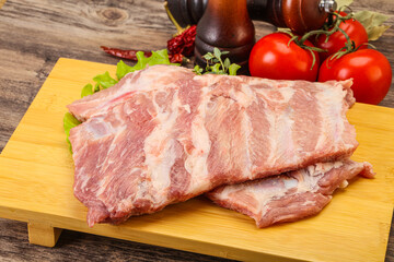 Raw pork ribs for cooking