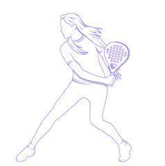 Female Padel Tennis Player Icon Illustration. Paddle Sport Vector Graphic Symbol Clip Art. Sketch Black Sign young man is padel tennis player jump to the ball good looking for posts and poster video