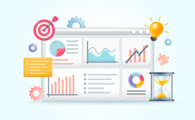 Business intelligence concept.  3d vector illustration.