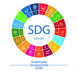 17 Sustainable Development Goals set by the United Nations General Assembly, Agenda 2030. Isolated icons. Vector illustration EPS 10