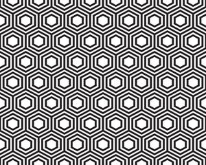 Black honeycomb seamless pattern  on white background	
