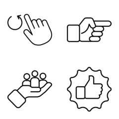 Allhandgestures Flat Icon Set Isolated On White Background