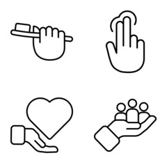 Allhandgestures Flat Icon Set Isolated On White Background