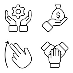 Allhandgestures Flat Icon Set Isolated On White Background