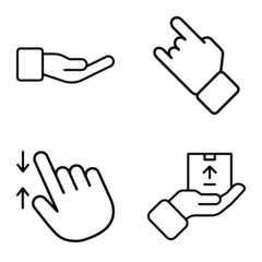 Allhandgestures Flat Icon Set Isolated On White Background