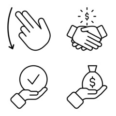 Allhandgestures Flat Icon Set Isolated On White Background
