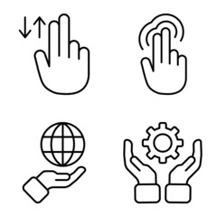 Allhandgestures Flat Icon Set Isolated On White Background