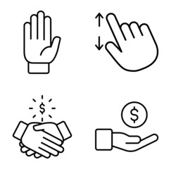 Allhandgestures Flat Icon Set Isolated On White Background