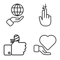 Allhandgestures Flat Icon Set Isolated On White Background