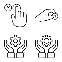 Allhandgestures Flat Icon Set Isolated On White Background