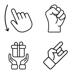 Obraz premium Allhandgestures Flat Icon Set Isolated On White Background