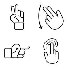 Obraz premium Allhandgestures Flat Icon Set Isolated On White Background