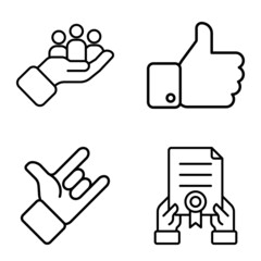 Allhandgestures Flat Icon Set Isolated On White Background