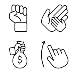 Allhandgestures Flat Icon Set Isolated On White Background