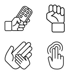 Fototapeta premium Allhandgestures Flat Icon Set Isolated On White Background