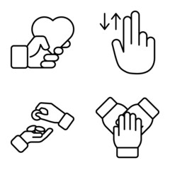 Obraz premium Allhandgestures Flat Icon Set Isolated On White Background
