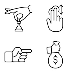 Allhandgestures Flat Icon Set Isolated On White Background