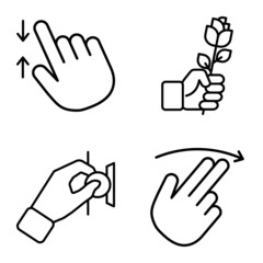 Allhandgestures Flat Icon Set Isolated On White Background