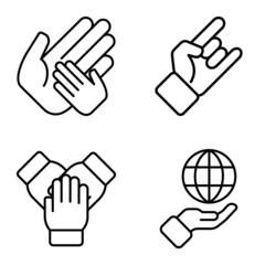 Allhandgestures Flat Icon Set Isolated On White Background