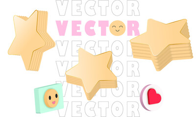 Pastel Yellow star icon isometric style 3d

