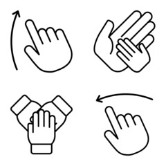 Obraz premium Allhandgestures Flat Icon Set Isolated On White Background
