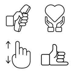 Allhandgestures Flat Icon Set Isolated On White Background