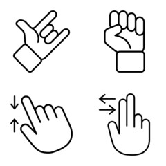 Allhandgestures Flat Icon Set Isolated On White Background