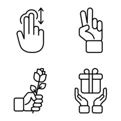 Allhandgestures Flat Icon Set Isolated On White Background