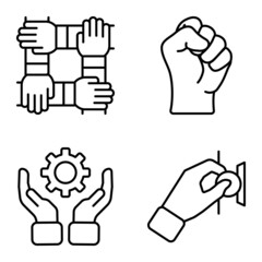 Allhandgestures Flat Icon Set Isolated On White Background