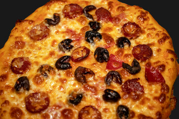 pizza with salami and cheese