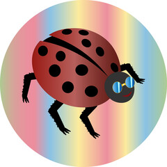 ladybug with glasses on the disk