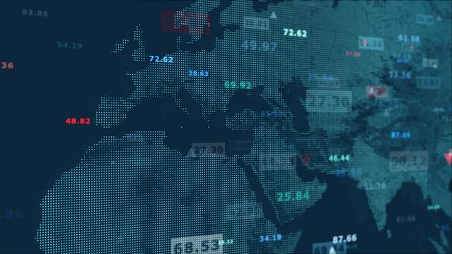 the concept of representing the conduct of world trading on the stock exchange, data analysis by artificial intelligence and storage in cloud servers