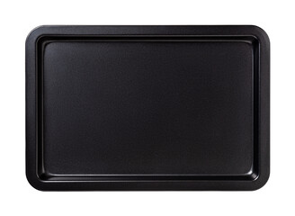 Nonstick baking sheet isolated on a white background. Empty rectangular oven tray for baking and...