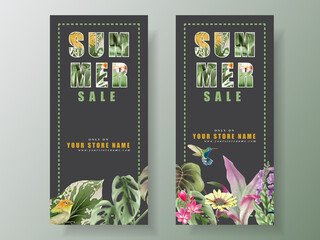 Greenery floral tropical summer sale template