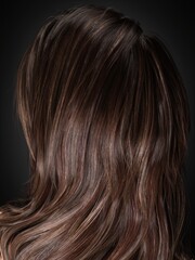 Naklejka premium Portrait of a beautiful posing young brunette woman with salon design hair. Back view. Side view. Thick hair women's fashion. Haircare. 3D rendering. 