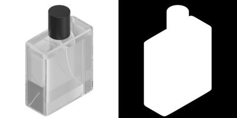 3D rendering illustration of a perfume bottle