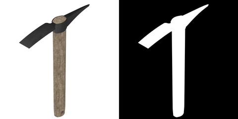 3D rendering illustration of a pick mattock ax
