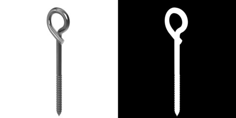 3D rendering illustration of a pigtail eye screw
