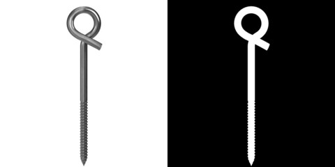 3D rendering illustration of a pigtail eye screw