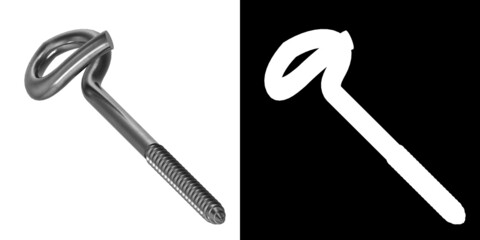 3D rendering illustration of a pigtail eye screw