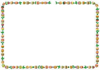 Decorative border made of ethnic beads and leaves