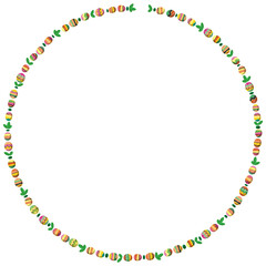 Round decorative frame made of colorful ethnic beads