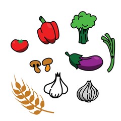 vegetables icon set