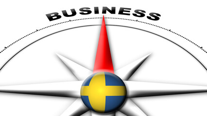 Sweden Globe Sphere Flag and Compass Concept Business Titles – 3D Illustration