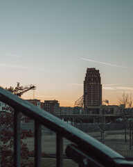 Obraz premium Frankfurt skyline during the sunset
